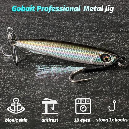 GOBAIT Metal Jig Lure 10g 20 30g 40g Spinner Spoon 3D Eye Color Spinning Fishing Tackle Popper Gear Hook Swimbait Pesca Bait - Duke's Fishing Supply