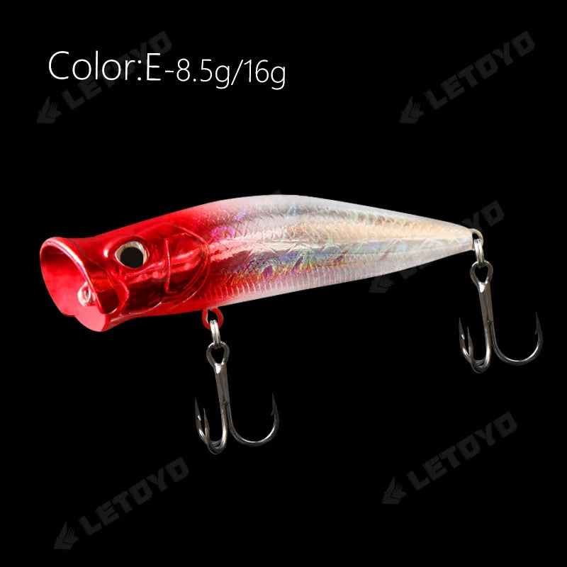 LETOYO Floating Fishing Lures 8.5g 16g Artificial Laser Coating Hard Baits Topwater Poppers Bass Pike Wobbler Popper Lure - Duke's Fishing Supply