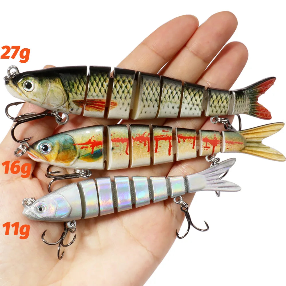 GOBAIT Swimbait 11g 16g 27g Multi Joint Lure Slow Sinking Bionic Swimming Pesca Bass Treble Hook Carp Fishing Tackle Hard Bait - Duke's Fishing Supply