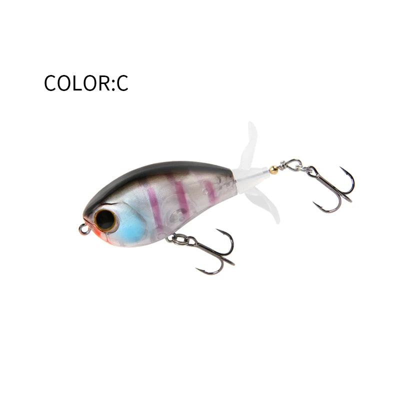 LETOYO 40mm 50mm Topwater Whopper Popper Rotating Double Propeller Tail Artificial Bait for bass pike Fishing Lures - Duke's Fishing Supply