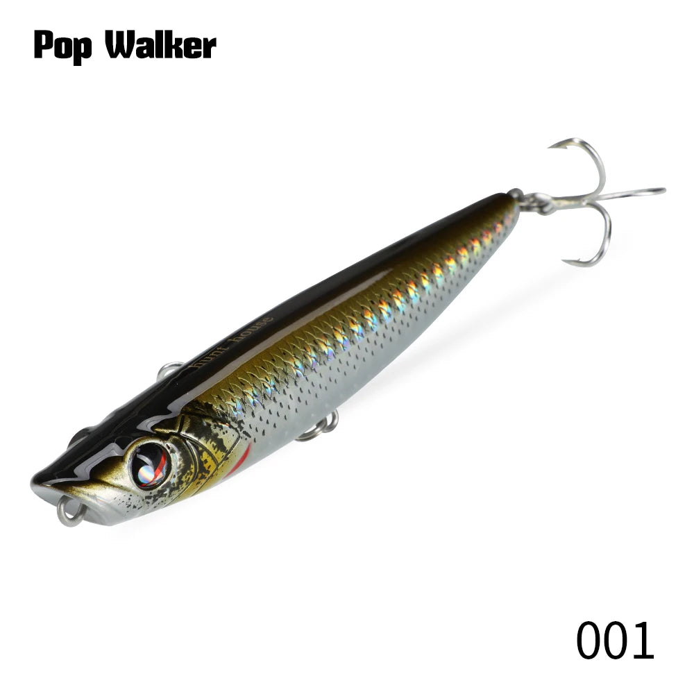 Hunthouse WTD Hard Pencil Fishing Lure Topwater Popper 90m/11.6g Stick Bait Wobblers Fishing Tackle For Seabass Pike LW547 - Duke's Fishing Supply