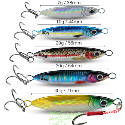 5pcs Metal Jig Lure kit 7g 10g 20g 30g 40g Spinner Sinking Pencil Fishing Tackle Feather Treble Hooks Pesca Cast 2/3/5pcs Baits - Duke's Fishing Supply