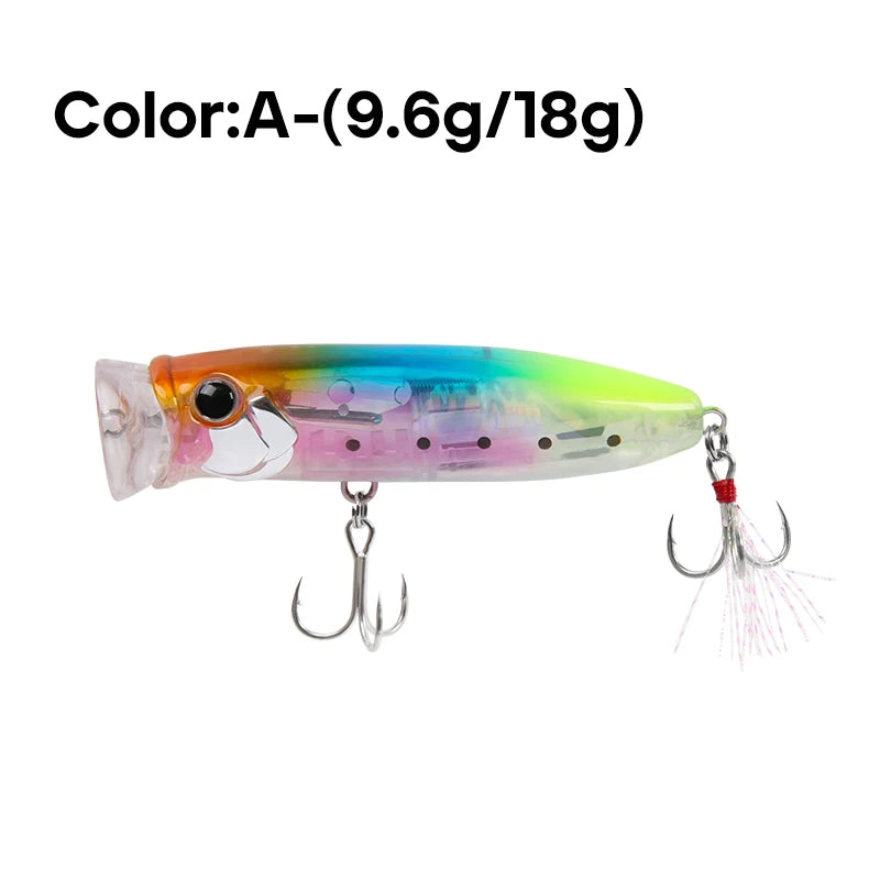 LETOYO 9.6g/18g Floating Popper Lure Topwater Hard Baits With Steel Balls Artificial Popper Fishing Lure For Bass - Duke's Fishing Supply