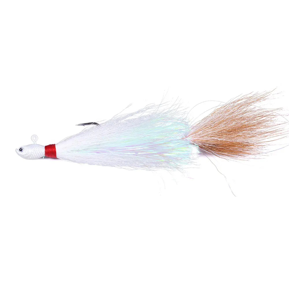 Bucktail Jigs Head Hook 3D Eyes Bait 7g 14g 28g 56g Deer Hair Feather Hook Beard Jigging Lure Fishing - Duke's Fishing Supply