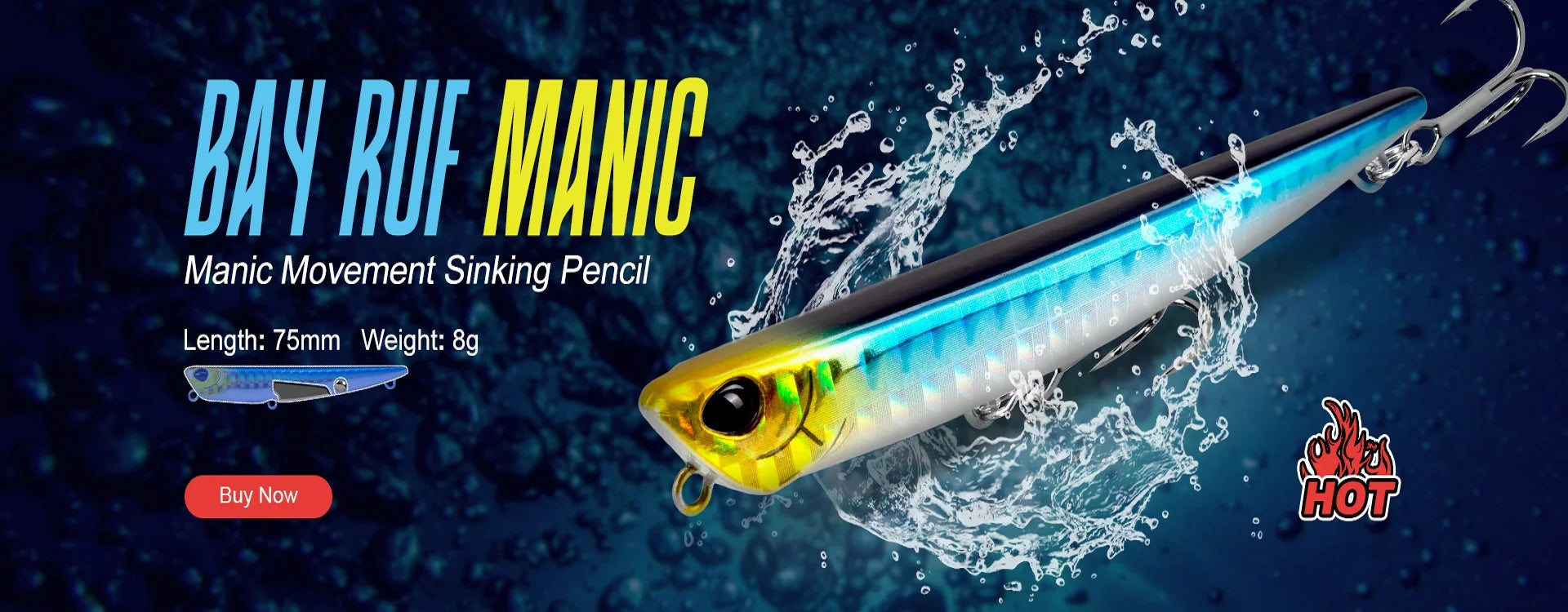 Hunthouse WTD Hard Pencil Fishing Lure Topwater Popper 90m/11.6g Stick Bait Wobblers Fishing Tackle For Seabass Pike LW547 - Duke's Fishing Supply