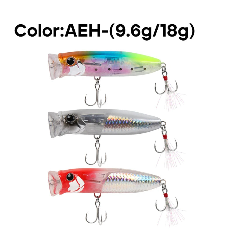 LETOYO 9.6g/18g Floating Popper Lure Topwater Hard Baits With Steel Balls Artificial Popper Fishing Lure For Bass - Duke's Fishing Supply