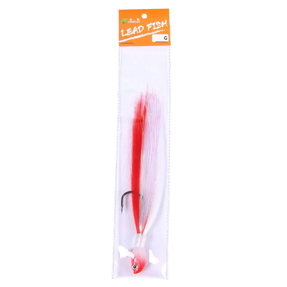 Bucktail Jigs Head Hook 3D Eyes Bait 7g 14g 28g 56g Deer Hair Feather Hook Beard Jigging Lure Fishing - Duke's Fishing Supply
