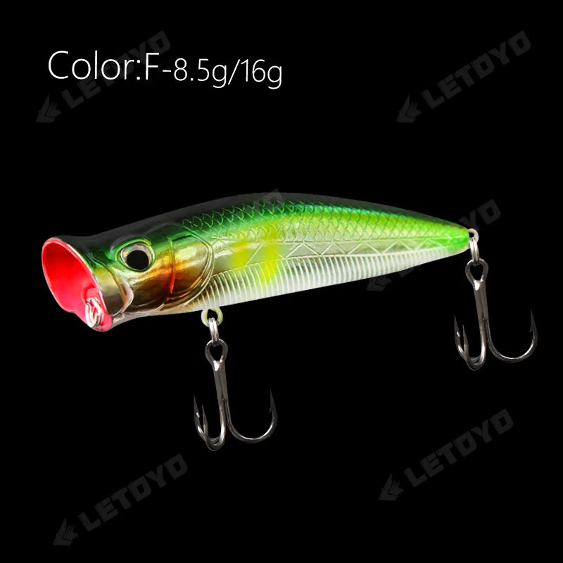 LETOYO Floating Fishing Lures 8.5g 16g Artificial Laser Coating Hard Baits Topwater Poppers Bass Pike Wobbler Popper Lure - Duke's Fishing Supply