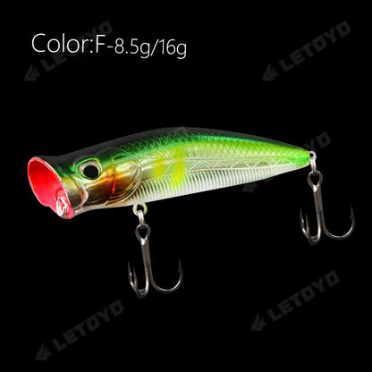 LETOYO Floating Fishing Lures 8.5g 16g Artificial Laser Coating Hard Baits Topwater Poppers Bass Pike Wobbler Popper Lure - Duke's Fishing Supply