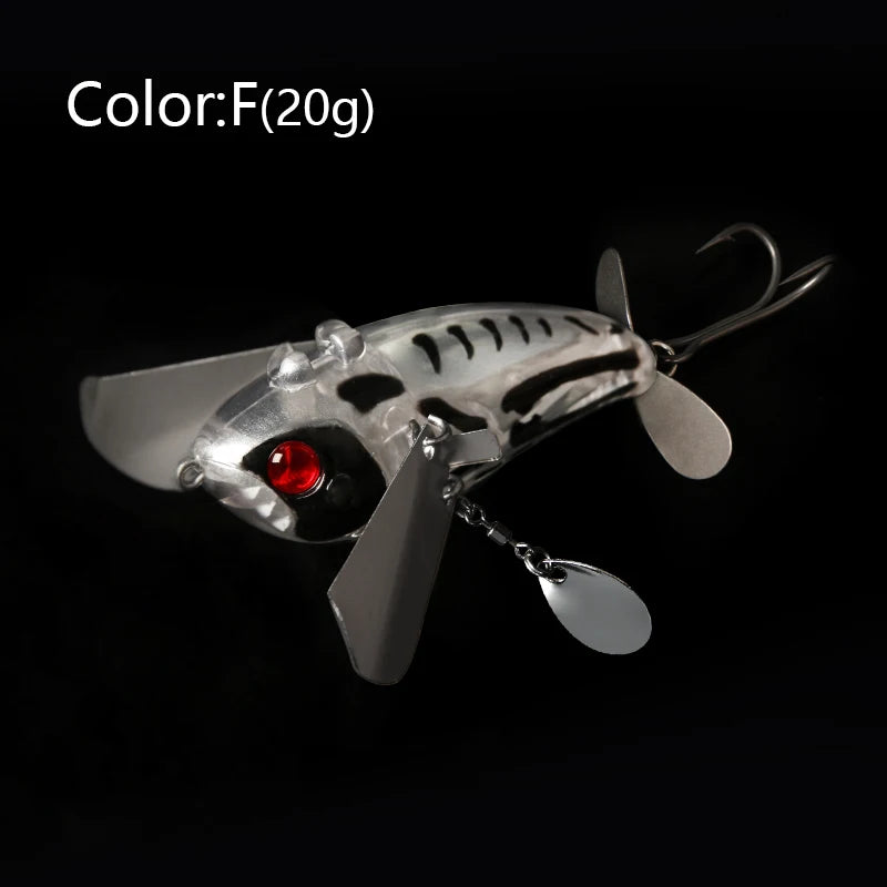 LETOYO 70mm/20g Topwater Noisy Bait Golden Cicada Propeller Popper Lure Bionic Floating Hard Baits For Bass Catfish - Duke's Fishing Supply