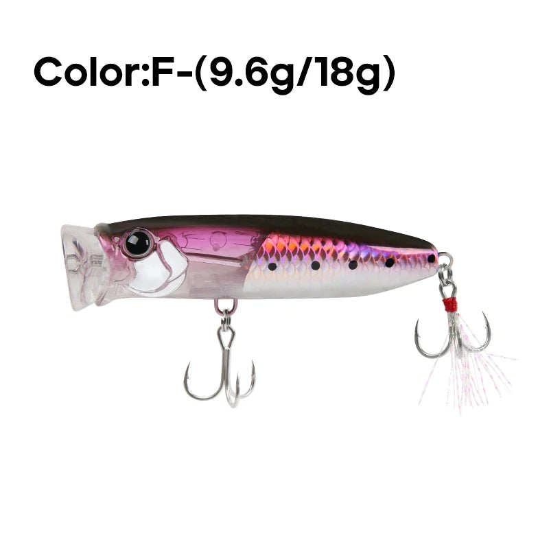 LETOYO 9.6g/18g Floating Popper Lure Topwater Hard Baits With Steel Balls Artificial Popper Fishing Lure For Bass - Duke's Fishing Supply
