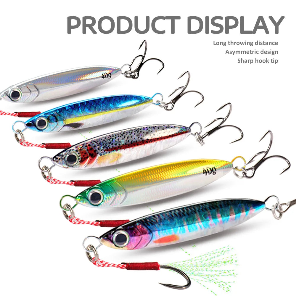 5pcs Metal Jig Lure kit 7g 10g 20g 30g 40g Spinner Sinking Pencil Fishing Tackle Feather Treble Hooks Pesca Cast 2/3/5pcs Baits - Duke's Fishing Supply