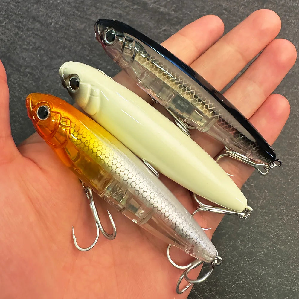 GOBAIT Floating Pencil Bait 17.5g 10cm Topwater Walk The Dog Fishing Lure 3D Swimbait Hook Popper Pesca Minnow Rattle Cranbait - Duke's Fishing Supply