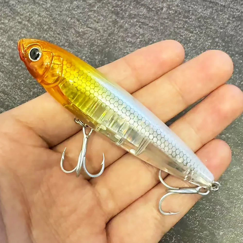GOBAIT Floating Pencil Bait 17.5g 10cm Topwater Walk The Dog Fishing Lure 3D Swimbait Hook Popper Pesca Minnow Rattle Cranbait - Duke's Fishing Supply