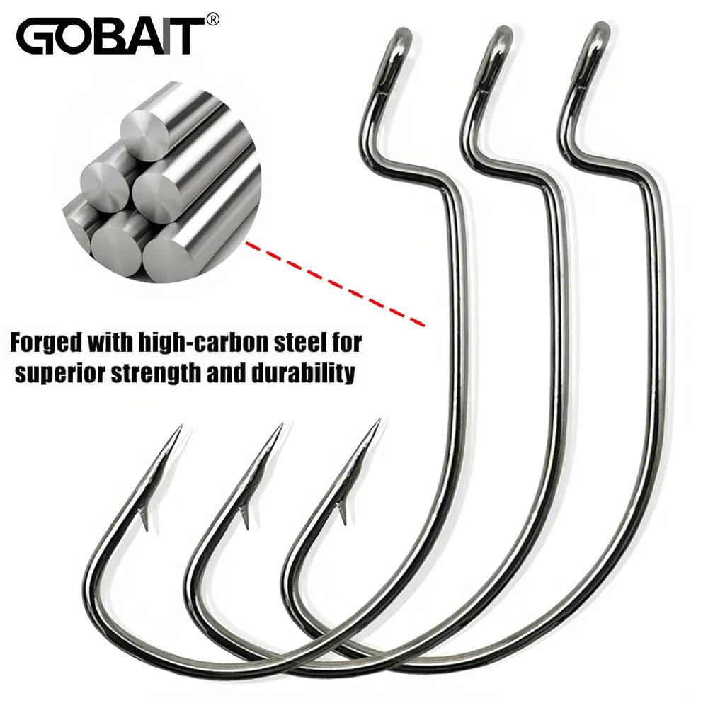 25 PCS Wide Gap Worm Hooks Texas Rig Jig Crank Big Bass Gear High Carbon Steel Offset Barbed Hook for Soft Fishing Lure Fishhook - Duke's Fishing Supply