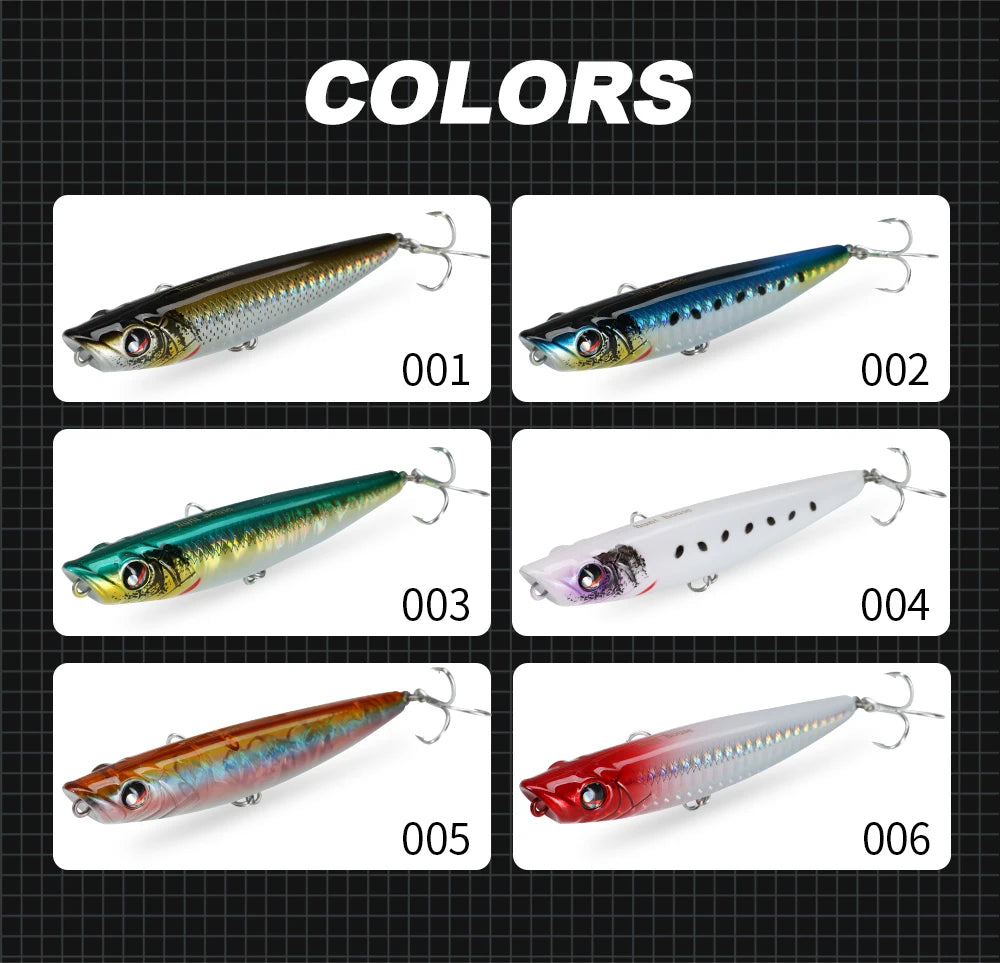 Hunthouse WTD Hard Pencil Fishing Lure Topwater Popper 90m/11.6g Stick Bait Wobblers Fishing Tackle For Seabass Pike LW547 - Duke's Fishing Supply