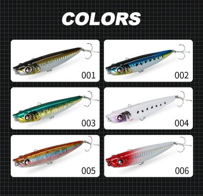 Hunthouse WTD Hard Pencil Fishing Lure Topwater Popper 90m/11.6g Stick Bait Wobblers Fishing Tackle For Seabass Pike LW547 - Duke's Fishing Supply