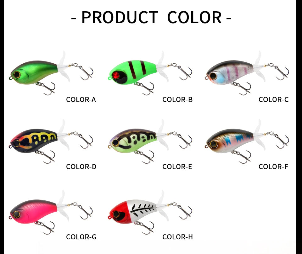 LETOYO 40mm 50mm Topwater Whopper Popper Rotating Double Propeller Tail Artificial Bait for bass pike Fishing Lures - Duke's Fishing Supply