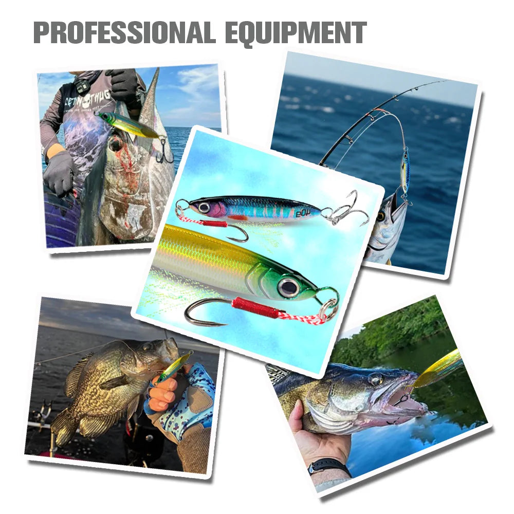 5pcs Metal Jig Lure kit 7g 10g 20g 30g 40g Spinner Sinking Pencil Fishing Tackle Feather Treble Hooks Pesca Cast 2/3/5pcs Baits - Duke's Fishing Supply