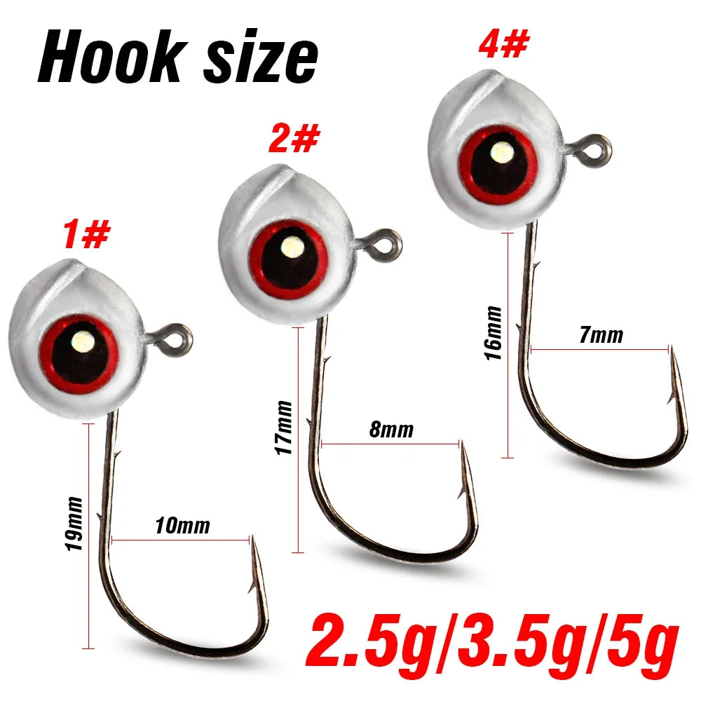 5-20Pcs Big Fish Eye Jig Head Hooks 2.5g 3.5g 5g Shank Barbed Root Ned Rig Fishing Soft Lure Kit Tackle Pesca Gear Fishhook - Duke's Fishing Supply