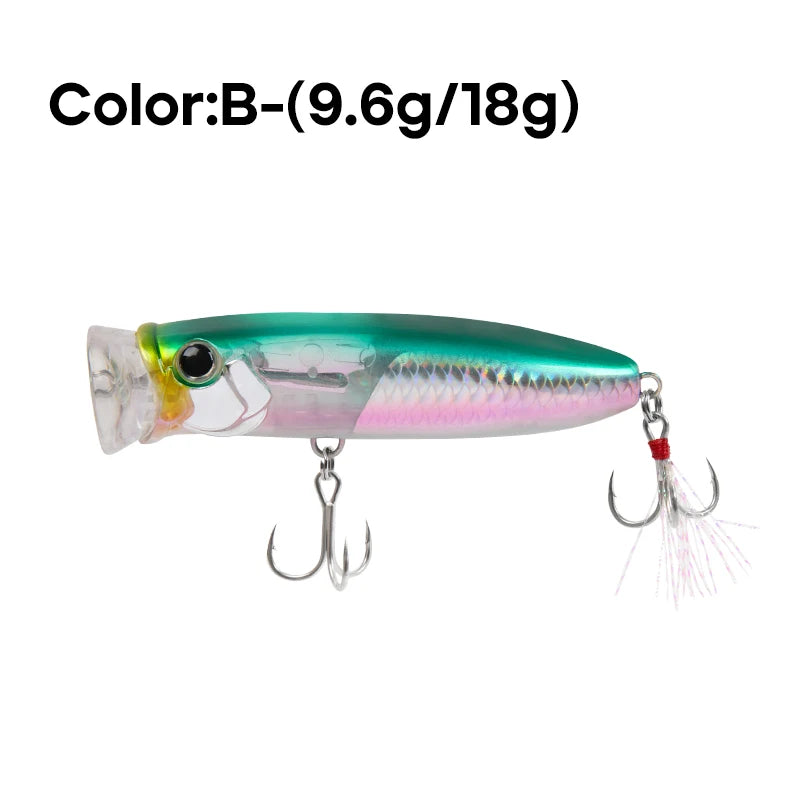 LETOYO 9.6g/18g Floating Popper Lure Topwater Hard Baits With Steel Balls Artificial Popper Fishing Lure For Bass - Duke's Fishing Supply