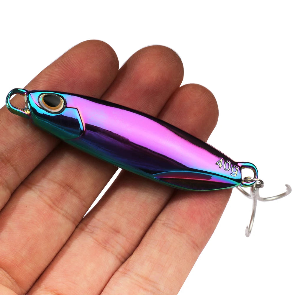 Metal Jig Fishing Lure 10g 20g 30g 40g Shore Casting Swimbait VIB Spoon Fishhook Spinner LAKE Ocean Tackle Pesca Artificial Bait - Duke's Fishing Supply