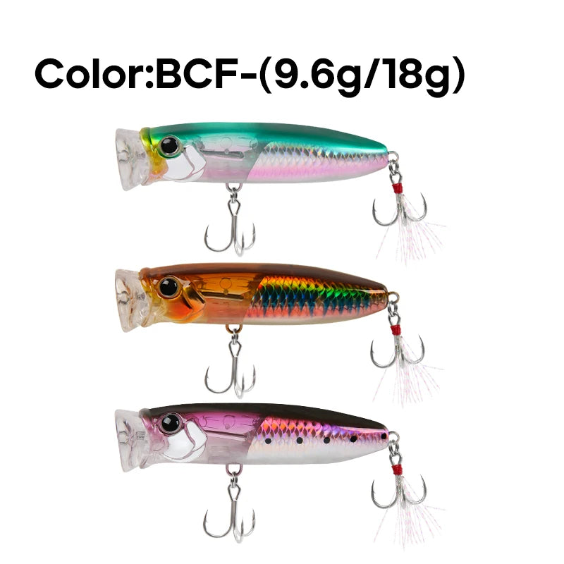 LETOYO 9.6g/18g Floating Popper Lure Topwater Hard Baits With Steel Balls Artificial Popper Fishing Lure For Bass - Duke's Fishing Supply