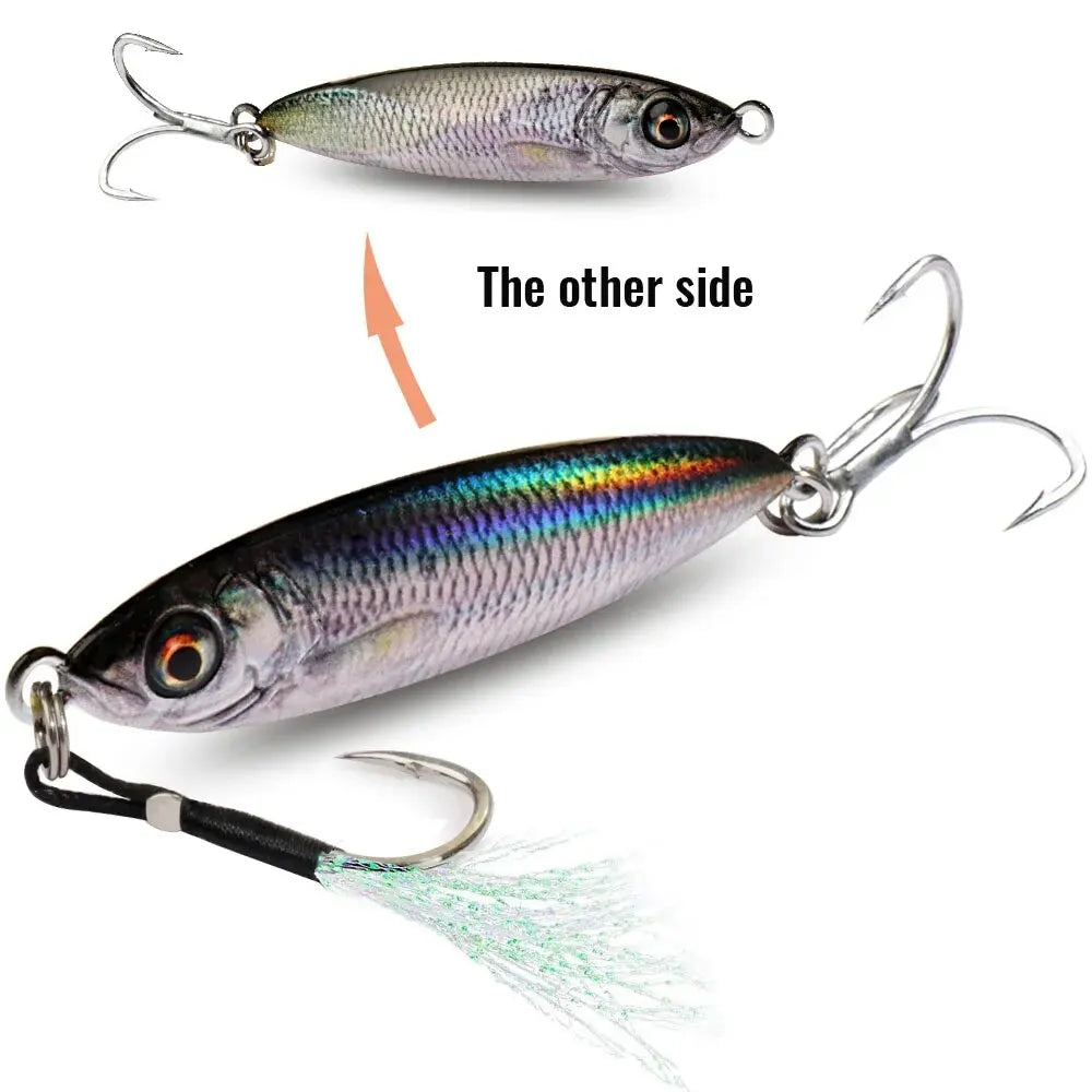 Metal Jig Lure 20g 30g 40g Spinner Spoon 3D Eye Color Laser Spinning Fishing Tackle Popper Hook Swimbait Pesca Spinnerbait Bait - Duke's Fishing Supply