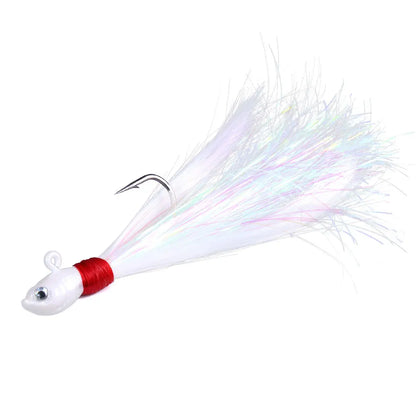 Bucktail Jigs Head Hook 3D Eyes Bait 7g 14g 28g 56g Deer Hair Feather Hook Beard Jigging Lure Fishing - Duke's Fishing Supply