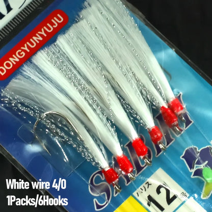 1Pack/6Hooks Pre-Tied Sabiki Fishing Rigs with Sharp Carbon Steel Hook 2/0, 3/0, 4/0 Thickened Line, Sea Fishing Rig - Duke's Fishing Supply