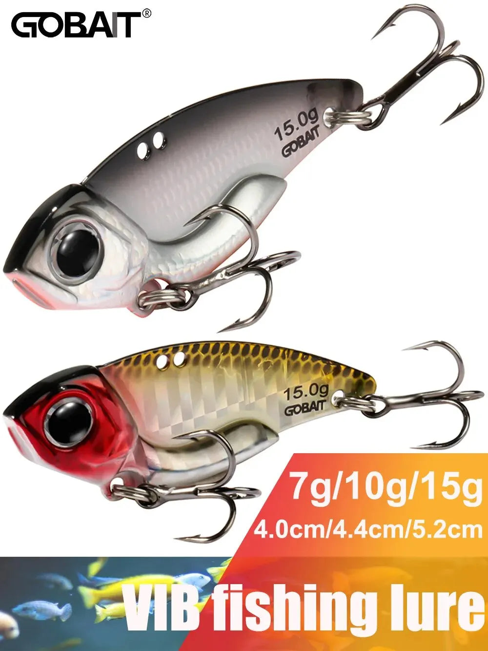 Metal Jig VIB Lure 7g 10g 15g Spoon Spinner Color Spinning Fishing Tackle Treble Hooks Swimbait Pesca Bait Spinnerbait VIBRATION - Duke's Fishing Supply