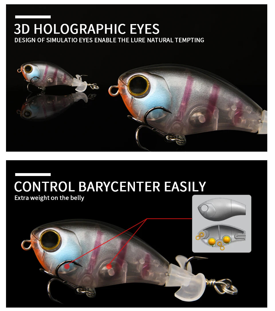 LETOYO 40mm 50mm Topwater Whopper Popper Rotating Double Propeller Tail Artificial Bait for bass pike Fishing Lures - Duke's Fishing Supply