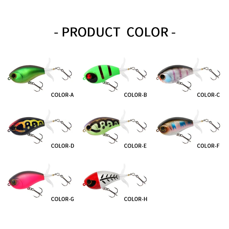 LETOYO 40mm 50mm Topwater Whopper Popper Rotating Double Propeller Tail Artificial Bait for bass pike Fishing Lures - Duke's Fishing Supply