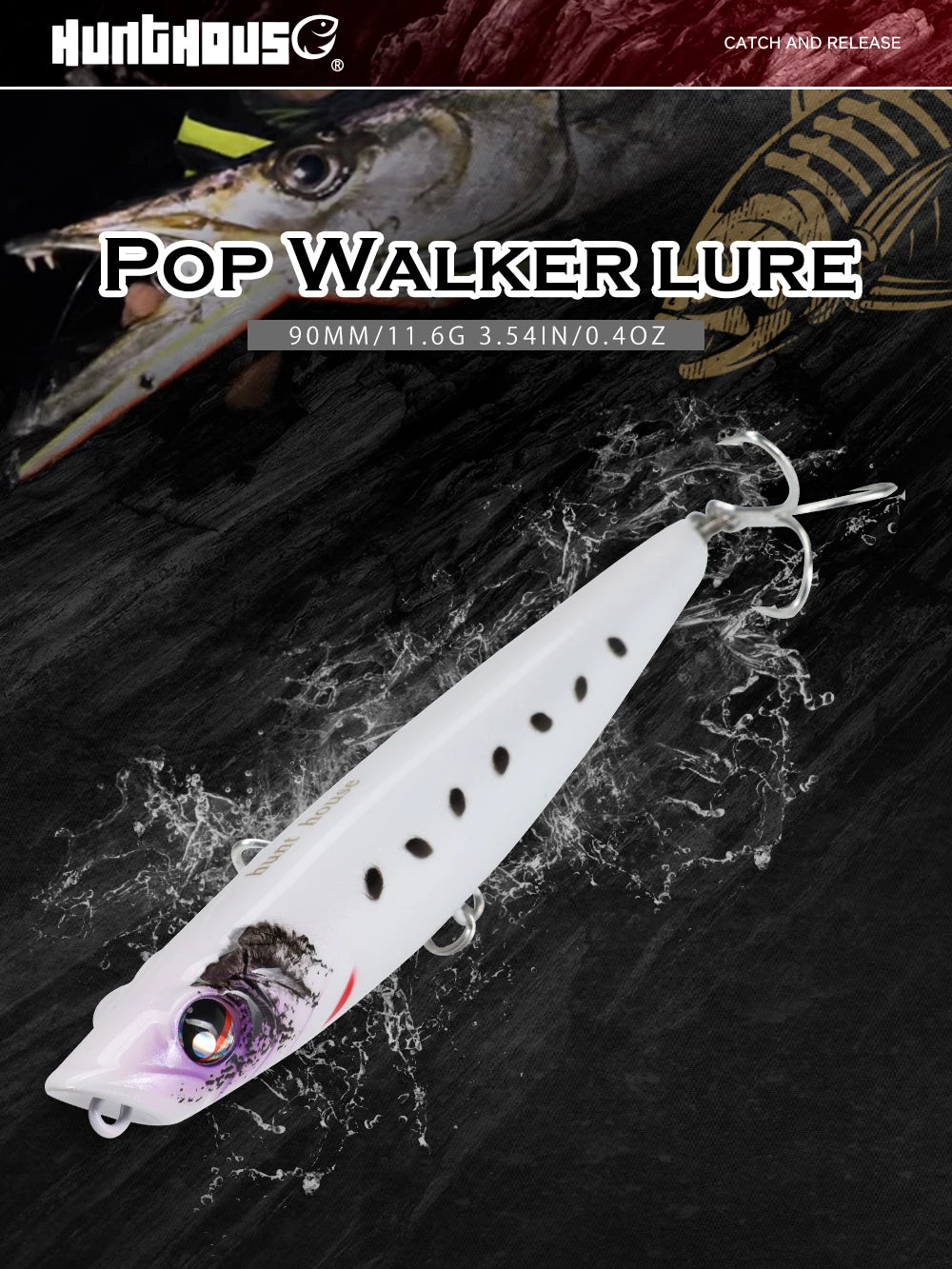 Hunthouse WTD Hard Pencil Fishing Lure Topwater Popper 90m/11.6g Stick Bait Wobblers Fishing Tackle For Seabass Pike LW547 - Duke's Fishing Supply