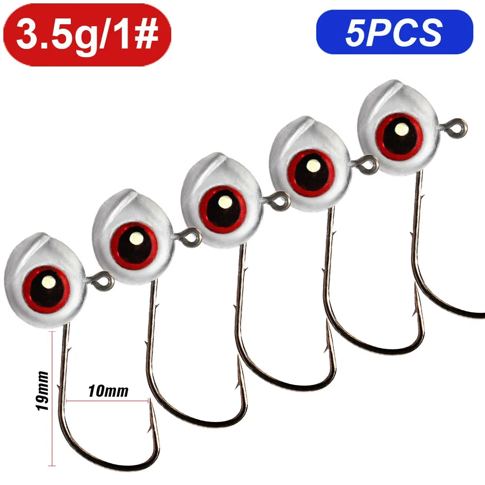 5-20Pcs Big Fish Eye Jig Head Hooks 2.5g 3.5g 5g Shank Barbed Root Ned Rig Fishing Soft Lure Kit Tackle Pesca Gear Fishhook - Duke's Fishing Supply