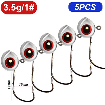 5-20Pcs Big Fish Eye Jig Head Hooks 2.5g 3.5g 5g Shank Barbed Root Ned Rig Fishing Soft Lure Kit Tackle Pesca Gear Fishhook - Duke's Fishing Supply