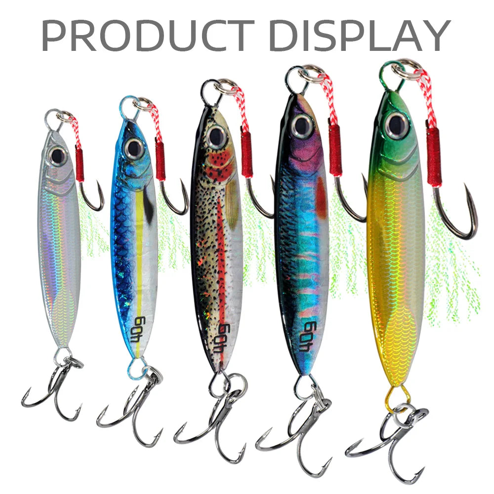 5pcs Metal Jig Lure kit 7g 10g 20g 30g 40g Spinner Sinking Pencil Fishing Tackle Feather Treble Hooks Pesca Cast 2/3/5pcs Baits - Duke's Fishing Supply