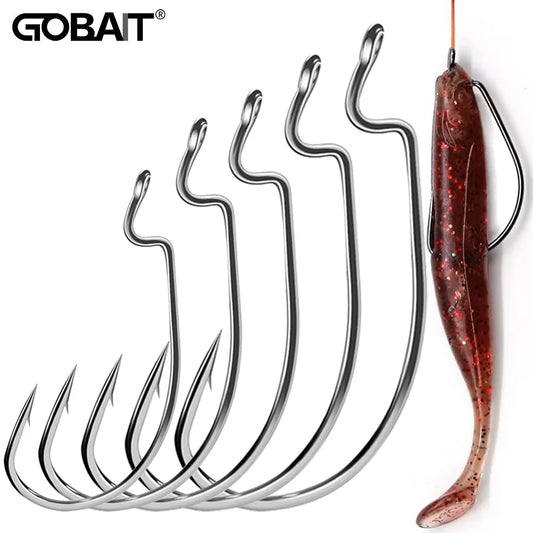25 PCS Wide Gap Worm Hooks Texas Rig Jig Crank Big Bass Gear High Carbon Steel Offset Barbed Hook for Soft Fishing Lure Fishhook - Duke's Fishing Supply