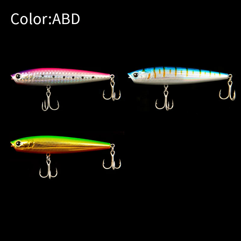 LETOYO 12g/19.5g Floating Popper Lure Long Throw Topwater Hard Pencil Baits Laser Coating Streamline Bass Fishing Lure - Duke's Fishing Supply