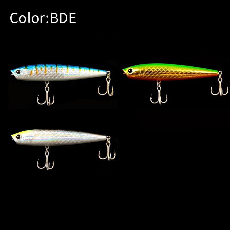 LETOYO 12g/19.5g Floating Popper Lure Long Throw Topwater Hard Pencil Baits Laser Coating Streamline Bass Fishing Lure - Duke's Fishing Supply