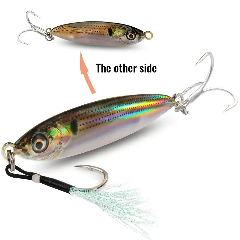 Metal Jig Lure 20g 30g 40g Spinner Spoon 3D Eye Color Laser Spinning Fishing Tackle Popper Hook Swimbait Pesca Spinnerbait Bait - Duke's Fishing Supply