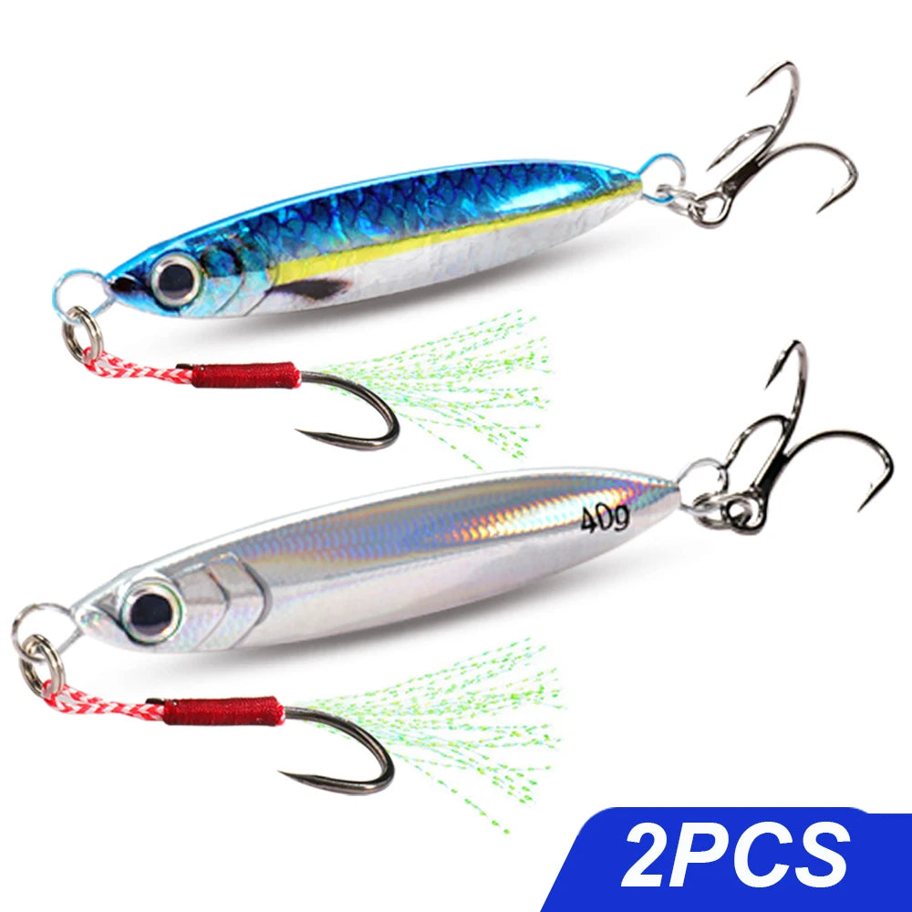 5pcs Metal Jig Lure kit 7g 10g 20g 30g 40g Spinner Sinking Pencil Fishing Tackle Feather Treble Hooks Pesca Cast 2/3/5pcs Baits - Duke's Fishing Supply