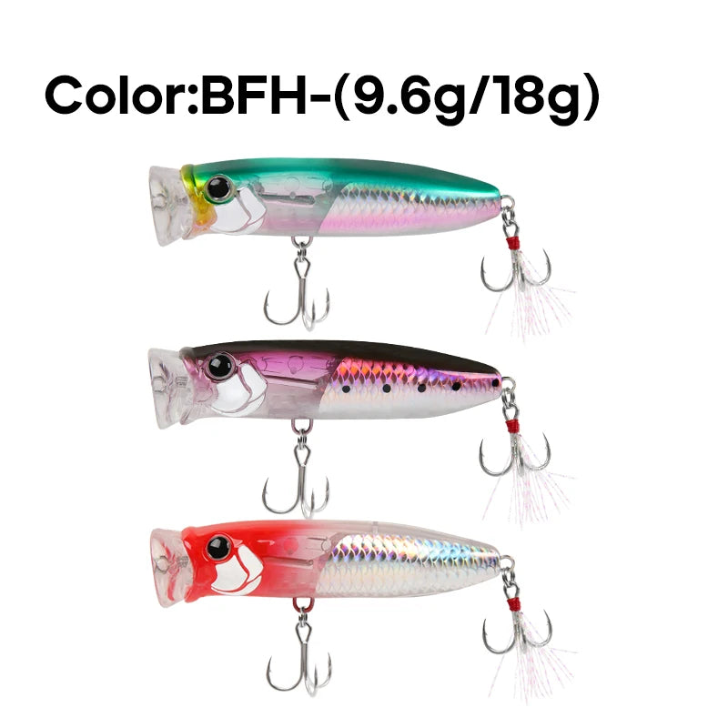 LETOYO 9.6g/18g Floating Popper Lure Topwater Hard Baits With Steel Balls Artificial Popper Fishing Lure For Bass - Duke's Fishing Supply