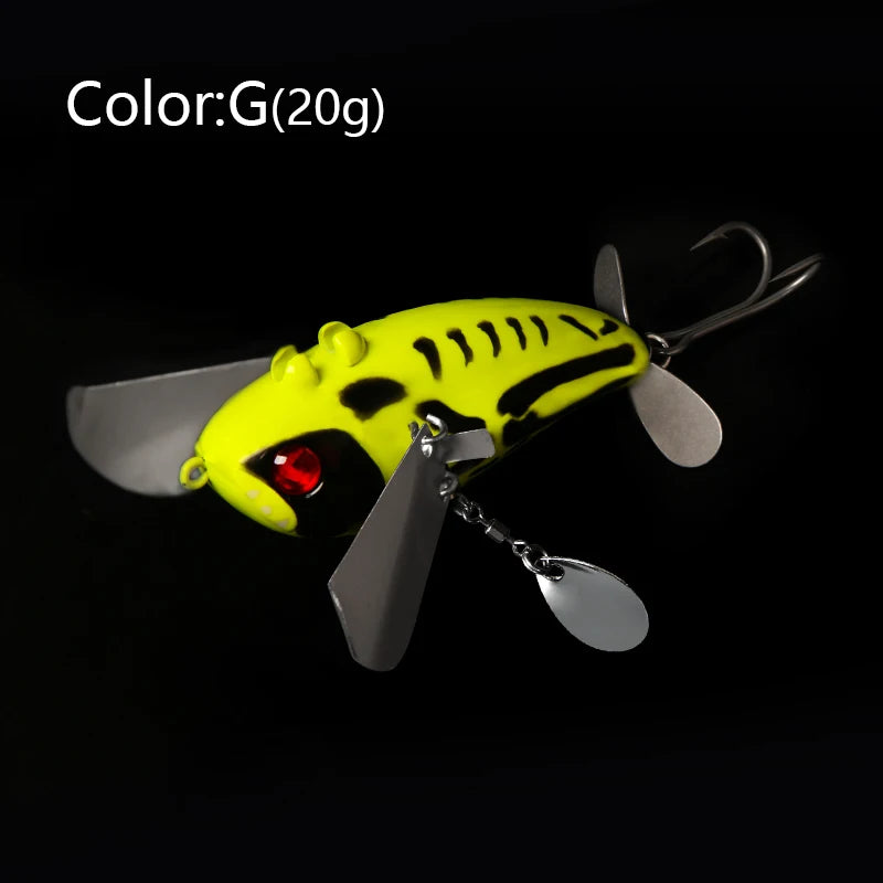 LETOYO 70mm/20g Topwater Noisy Bait Golden Cicada Propeller Popper Lure Bionic Floating Hard Baits For Bass Catfish - Duke's Fishing Supply