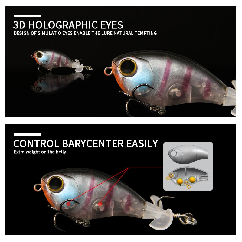 LETOYO 40mm 50mm Topwater Whopper Popper Rotating Double Propeller Tail Artificial Bait for bass pike Fishing Lures - Duke's Fishing Supply