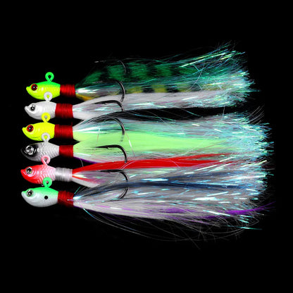 Bucktail Jigs Head Hook 3D Eyes Bait 7g 14g 28g 56g Deer Hair Feather Hook Beard Jigging Lure Fishing - Duke's Fishing Supply