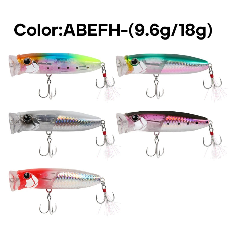 LETOYO 9.6g/18g Floating Popper Lure Topwater Hard Baits With Steel Balls Artificial Popper Fishing Lure For Bass - Duke's Fishing Supply