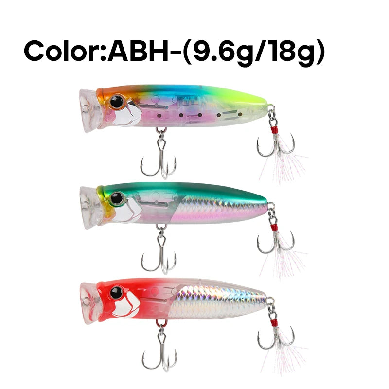 LETOYO 9.6g/18g Floating Popper Lure Topwater Hard Baits With Steel Balls Artificial Popper Fishing Lure For Bass - Duke's Fishing Supply