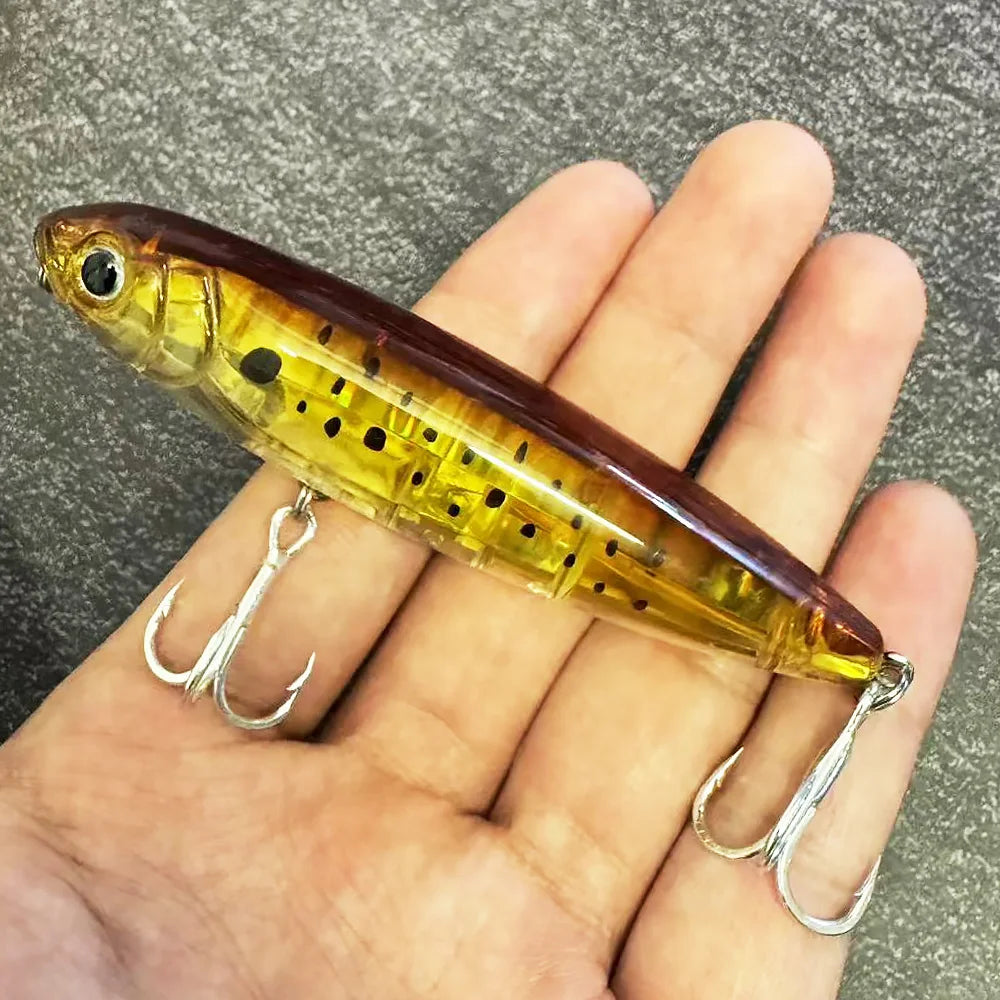 GOBAIT Floating Pencil Bait 17.5g 10cm Topwater Walk The Dog Fishing Lure 3D Swimbait Hook Popper Pesca Minnow Rattle Cranbait - Duke's Fishing Supply