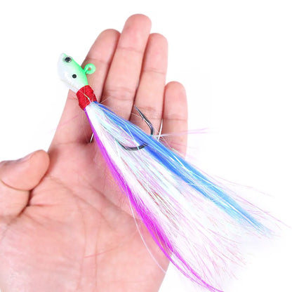 Bucktail Jigs Head Hook 3D Eyes Bait 7g 14g 28g 56g Deer Hair Feather Hook Beard Jigging Lure Fishing - Duke's Fishing Supply